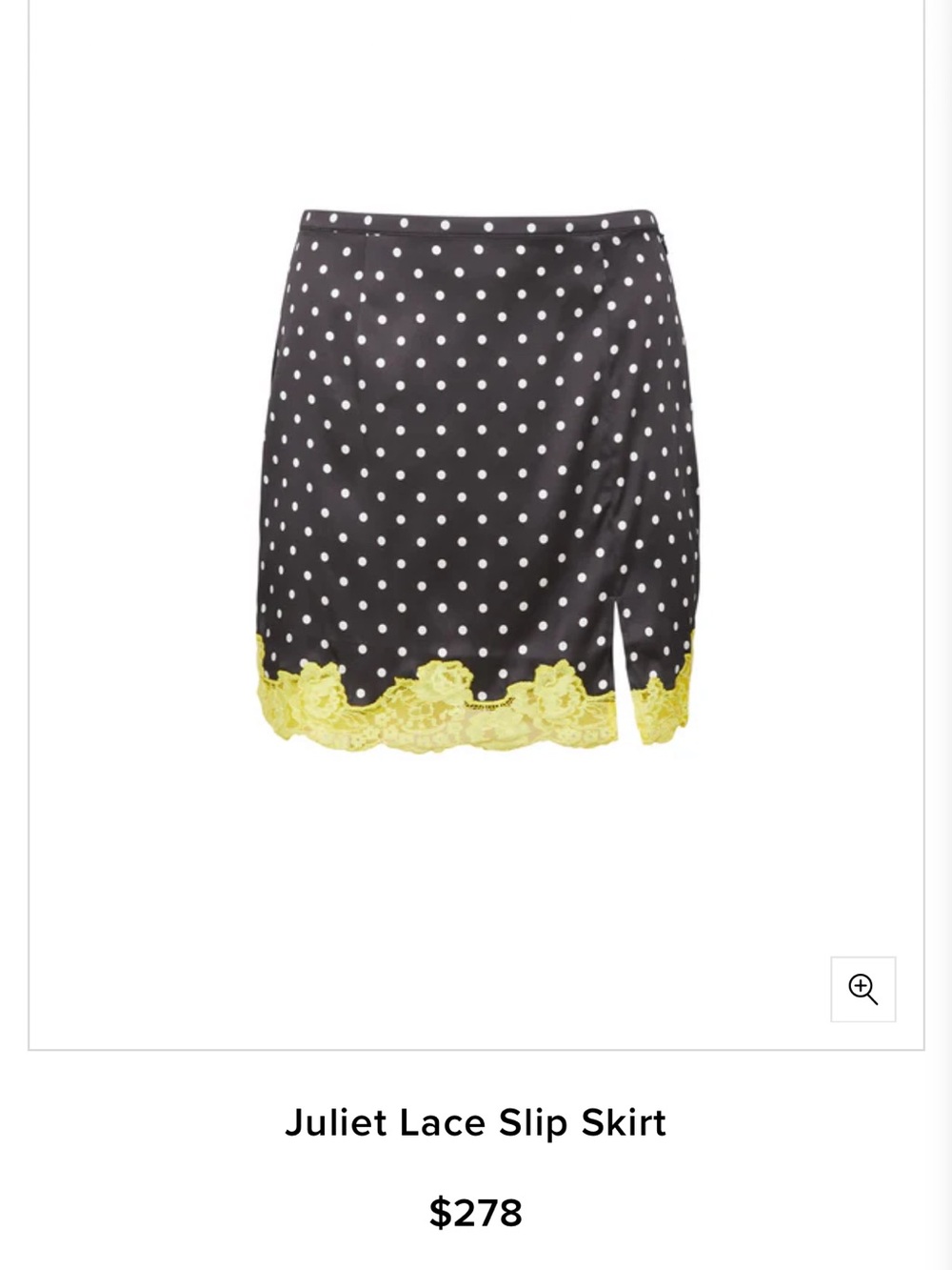 Fleur du Mal Black Polka Dot Mini Skirt with Yellow Lace